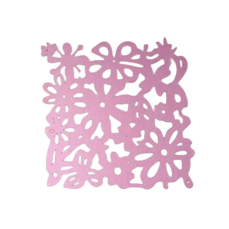 Serweta Filcowa Z Wzorem Kwiatów 30x30 cm - Różowa