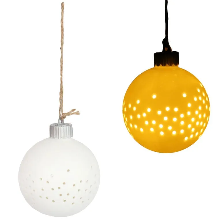 Ceramiczna Bombka Ażurowa LED Na Baterie 10 cm - Biała