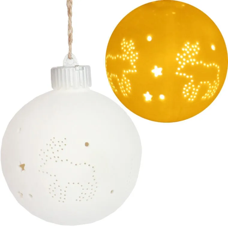 Bombka Ceramiczna LED Na Baterię Z Motywem Renifera