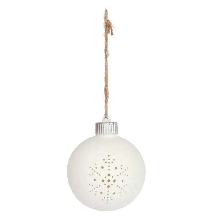 Bombka Ceramiczna LED Na Baterię Z Motywem Śnieżynki
