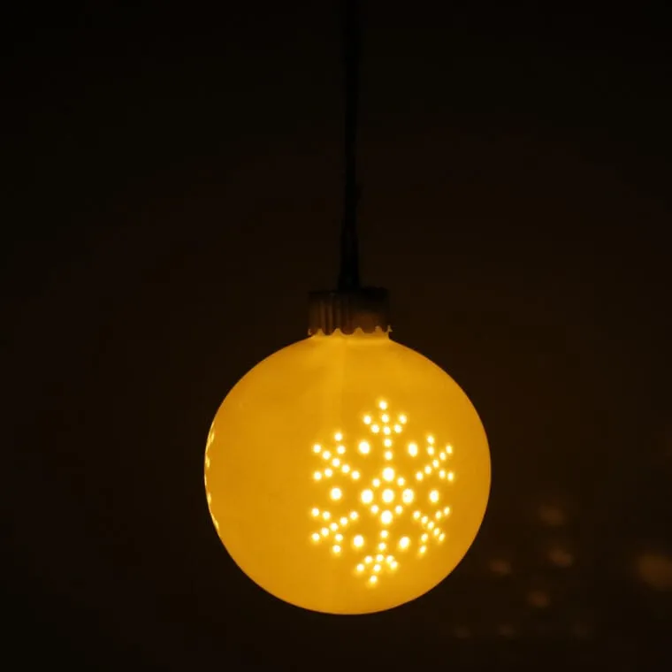 Bombka Ceramiczna LED Na Baterię Z Motywem Śnieżynki