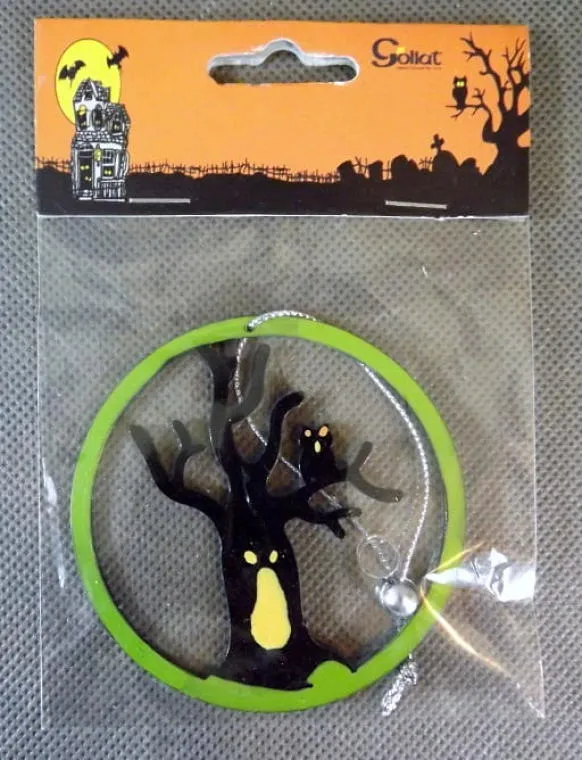 Zawieszka W Kształcie Drzewa W Kole, 8cm - Czarna