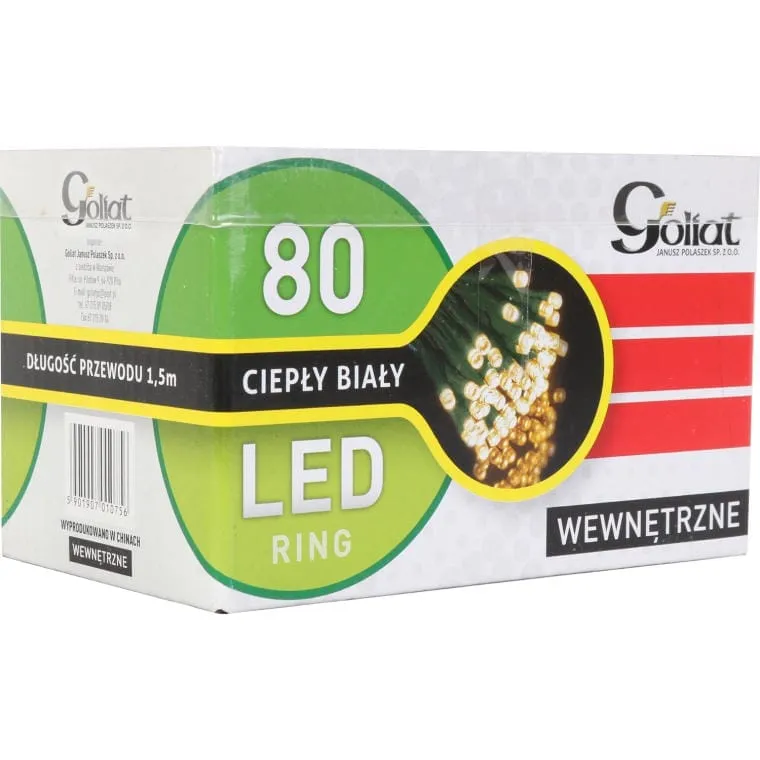 Lampki Choinkowe 80 LED RING Ciepły - Biały