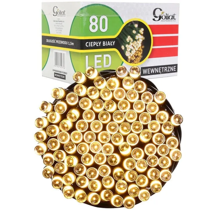 Lampki Choinkowe 80 LED RING Ciepły - Biały