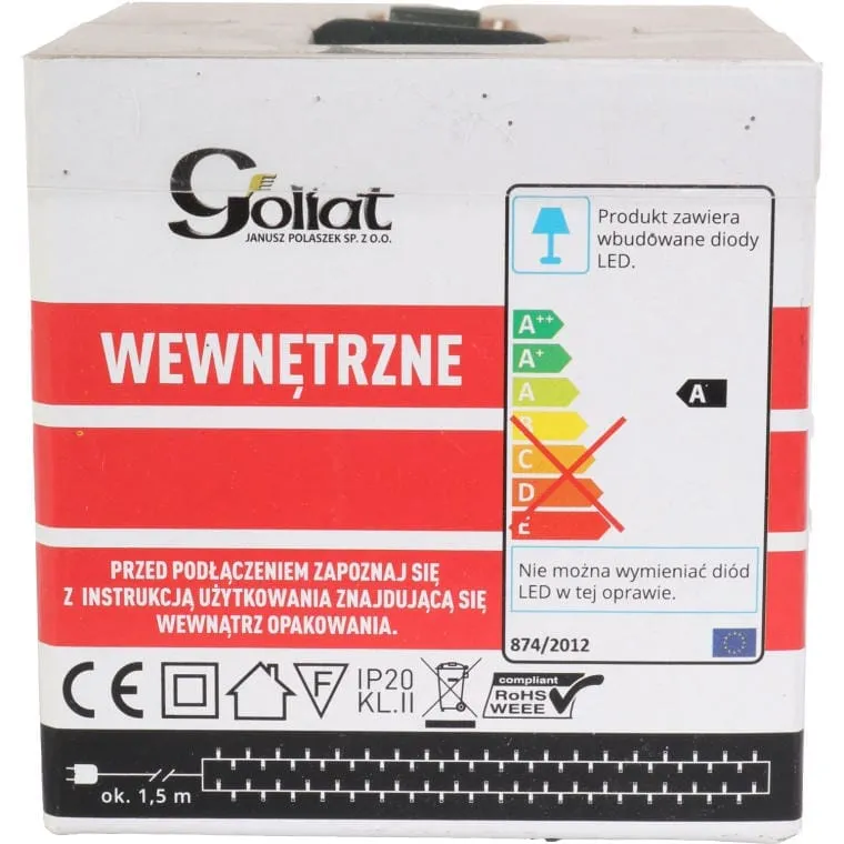 Multikolorowe Lampki Choinkowe LED W Ringu, 80 Sztuk, Do Użycia Wewnętrznego, Długość Przewodu 1.5 m, IP20