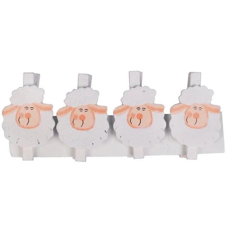 Baranki Klamerki Drewniane 4szt 7.5 cm Wielkanoc Wiosna
