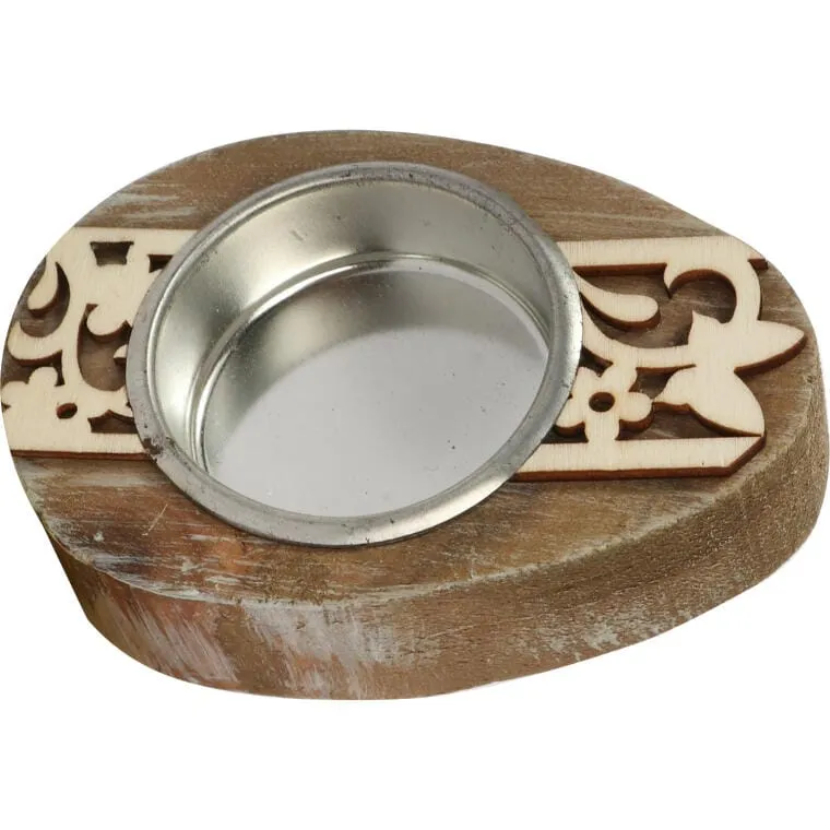 Drewniany Świecznik Na Tealight W Kształcie Jajka Wielkanocnego, Brązowy, 8 cm