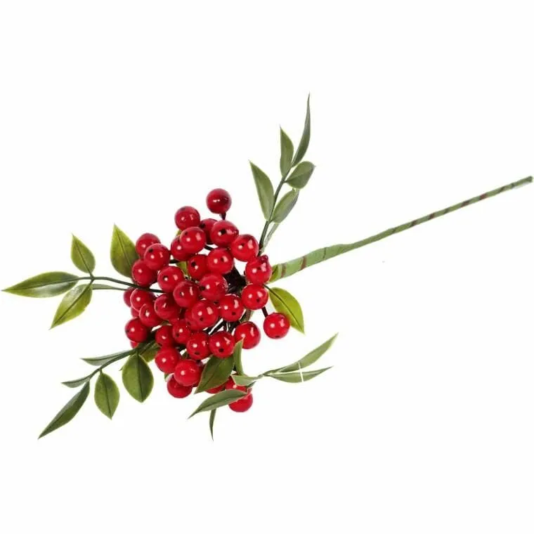 Gałązka Z Jarzębiną Kulki 34 cm - Czerwone