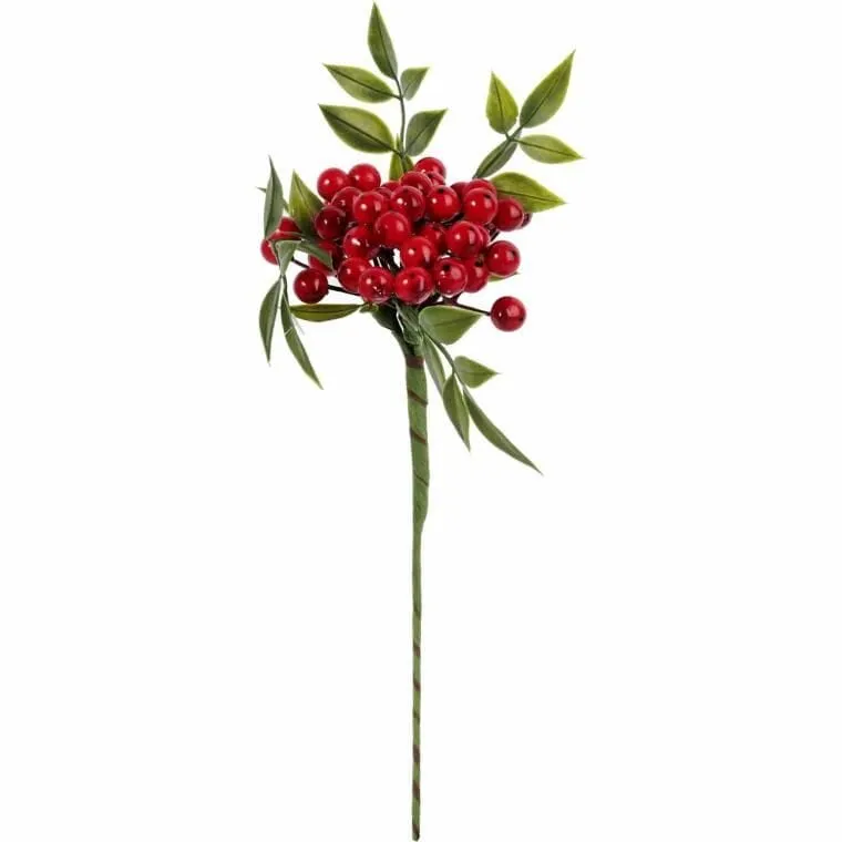 Gałązka Z Jarzębiną Kulki 34 cm - Czerwone