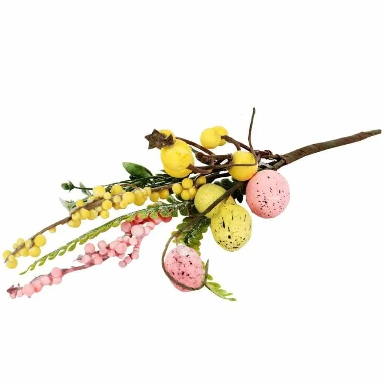 Pik Z Jajkiem Gałązka Wielkanocna 26 cm Żółto Różowa