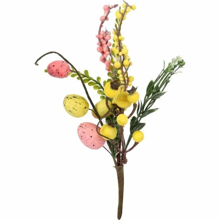 Pik Z Jajkiem Gałązka Wielkanocna 26 cm Żółto Różowa