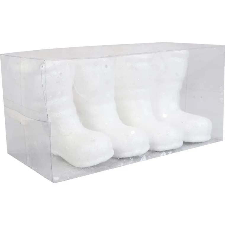 Zestaw 4 Białych Zawieszek Styropianowych W Kształcie Butów W Boksie PVC