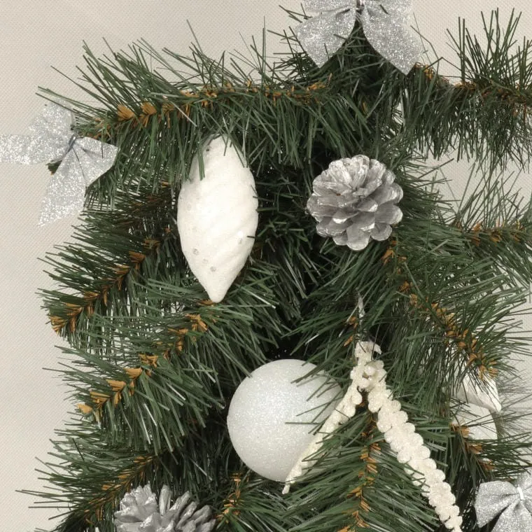 Komplet 6 Białych Bombek Styropianowych W Kształcie Szyszek Z Brokatem, 9 cm