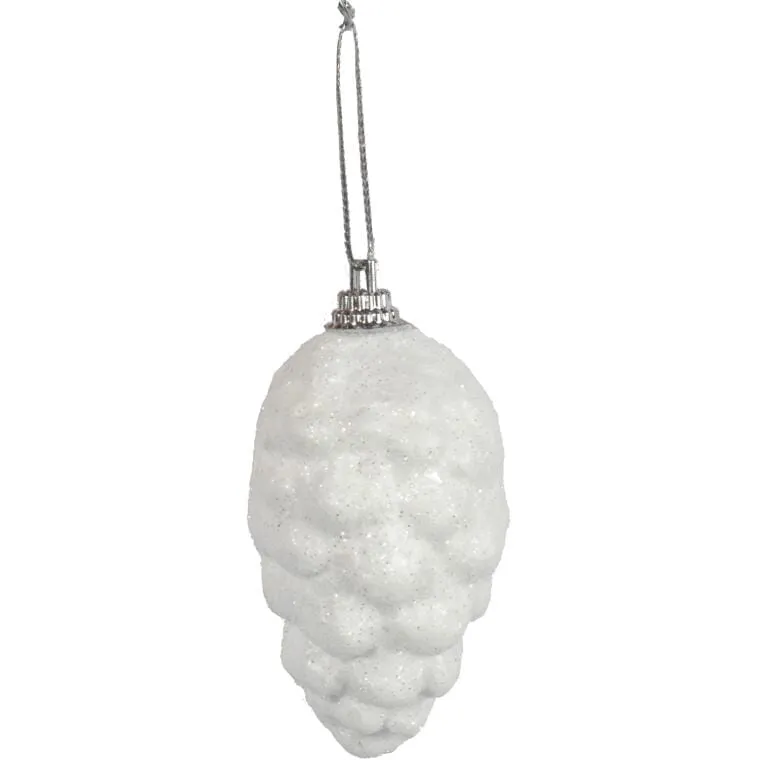 Styropianowe Bombki-Szyszki Na Choinkę, 8 cm, Zestaw 6 Sztuk - Białe