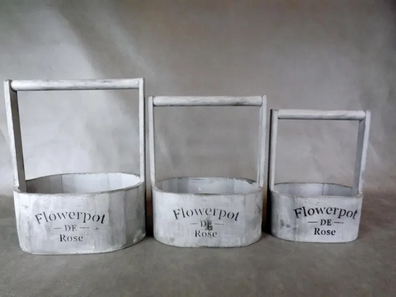 Drewniana Osłonka Z Uchwytem 25x18x11 cm - Szara