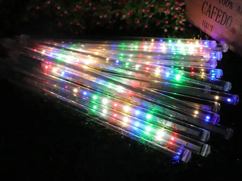 Kolorowe Meteory Świetlne Na Zewnątrz - Dekoracyjne Lampy LED 100cm, Zestaw 10