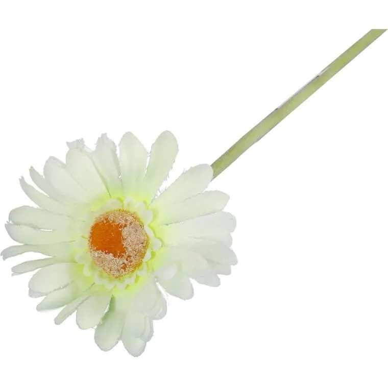 Gerbera Dekoracyjna Wyglądająca Jak Żywa, Kolor Biało-Zielony, 55cm