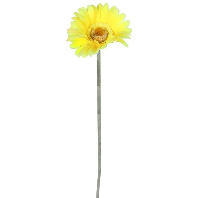 Kwiat Dekoracyjny Gerbera, Wysokość 55 cm, Realistyczny Wygląd - Żółty