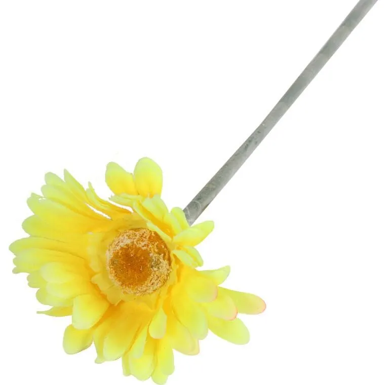 Kwiat Dekoracyjny Gerbera, Wysokość 55 cm, Realistyczny Wygląd - Żółty