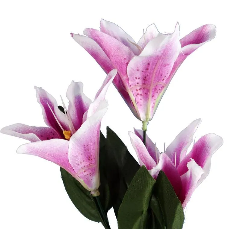 Dekoracyjna Gałązka Z 3 Kwiatami Lilii (60 Cm) - Fioletowa