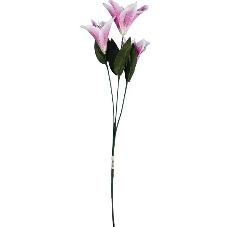 Dekoracyjna Gałązka Z 3 Kwiatami Lilii (60 Cm) - Fioletowa