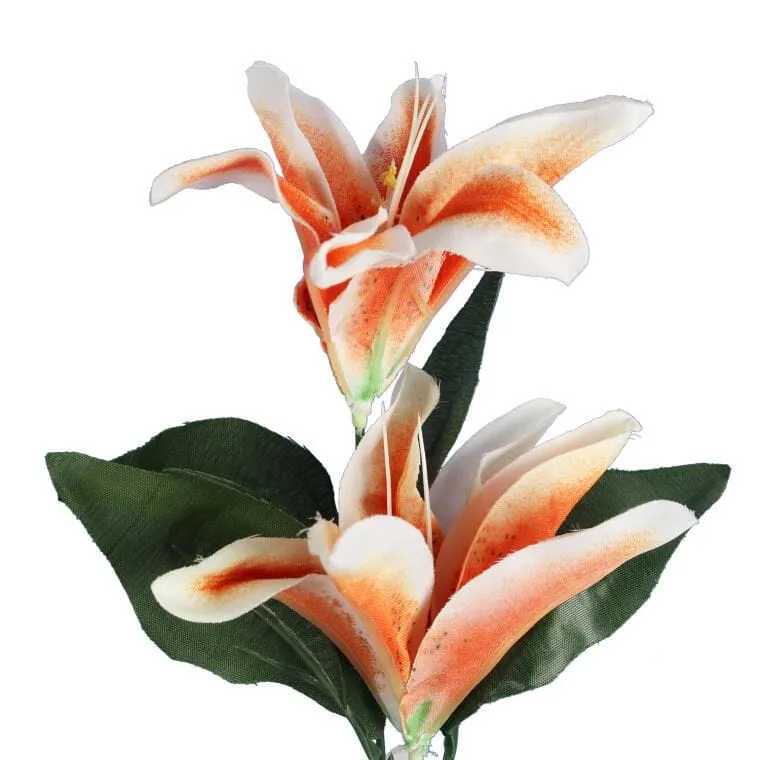 Gałązka Dekoracyjna Z Trzema Pomarańczowymi Liliami - Realistyczna Imitacja Wysokość 60 cm