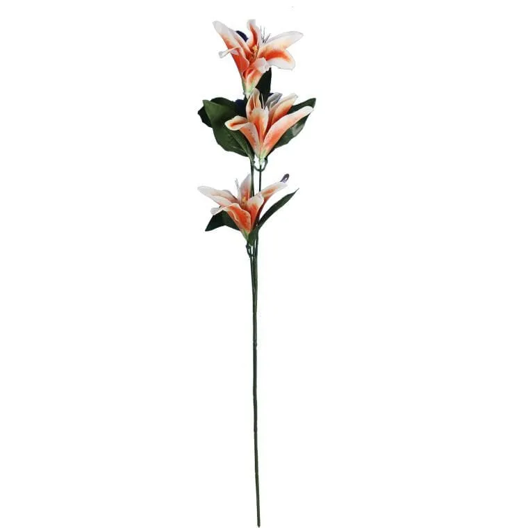 Gałązka Dekoracyjna Z Trzema Pomarańczowymi Liliami - Realistyczna Imitacja Wysokość 60 cm