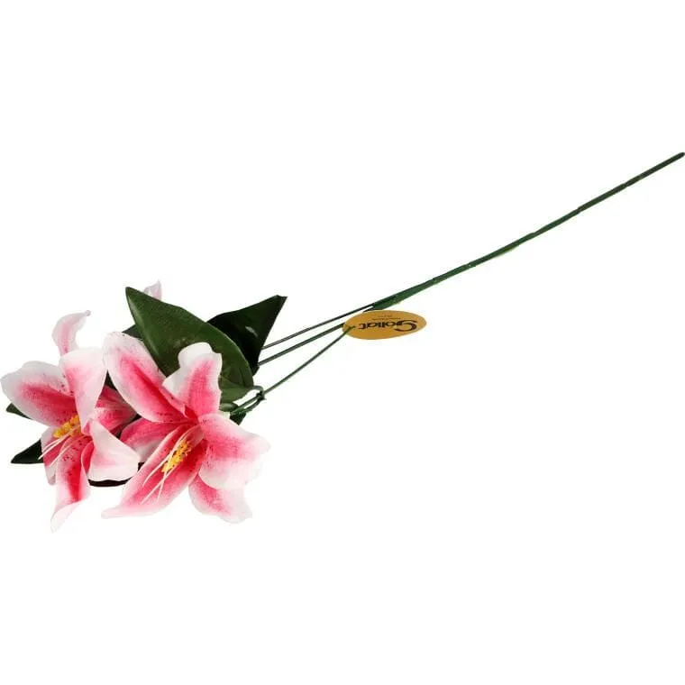 Dekoracyjna Gałązka Z Trzema Różowymi Liliami O Naturalnym Wyglądzie, 60 cm