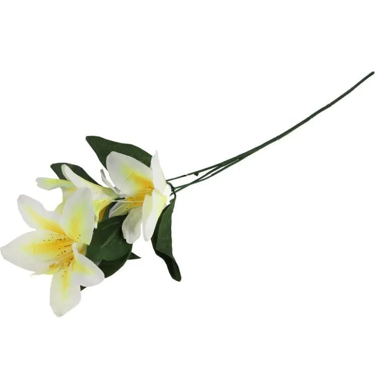 Żółta Lilia Dekoracyjna - Gałązka Z 3 Kwiatami, Naturalistyczna, Wysokość 60 cm
