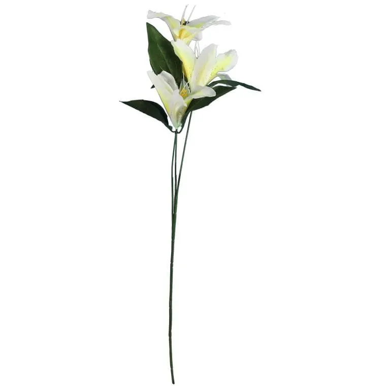 Żółta Lilia Dekoracyjna - Gałązka Z 3 Kwiatami, Naturalistyczna, Wysokość 60 cm