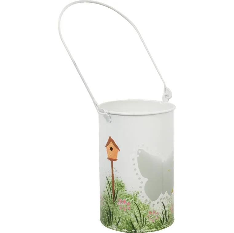 Świecznik Tealight Motylkowy Lampion - Biały Z Uchwytem Do Zawieszenia