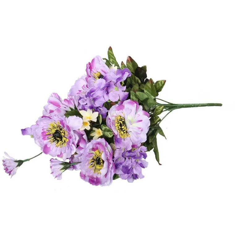 Bukiet 10 Kwiatów Mix Anemonów I Hortensji W Kolorze Fioletowym