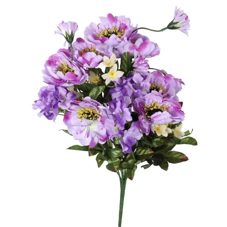 Bukiet 10 Kwiatów Mix Anemonów I Hortensji W Kolorze Fioletowym