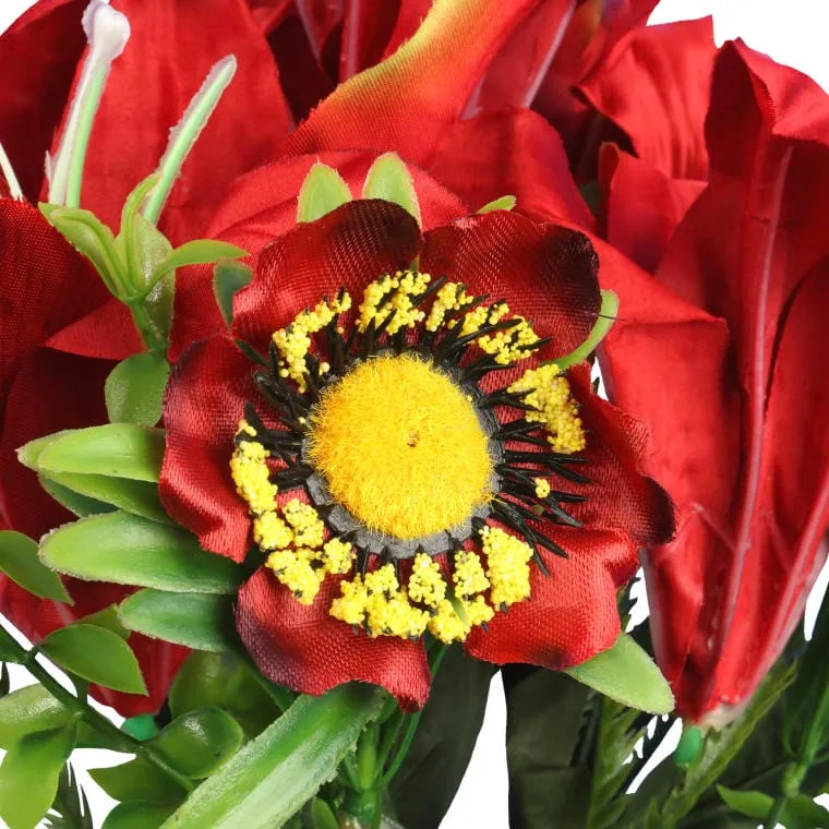 Bukiet 9 Sztucznych Czerwonych Lilii - Jesienna Dekoracja O Wysokości 56 cm
