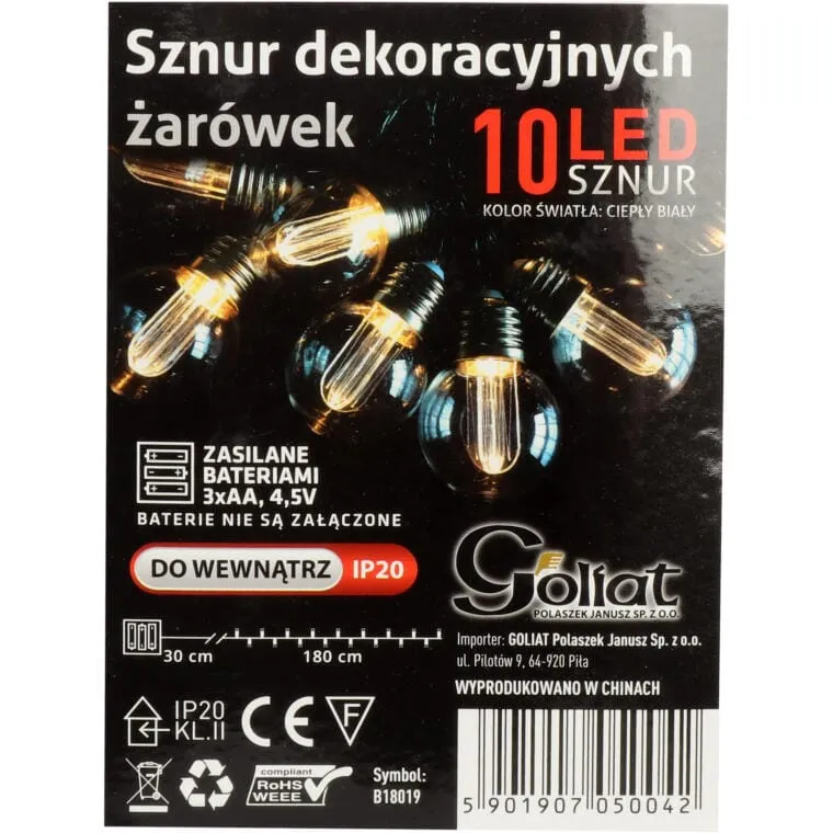 Lampki 10 LED Dekoracyjny Sznur