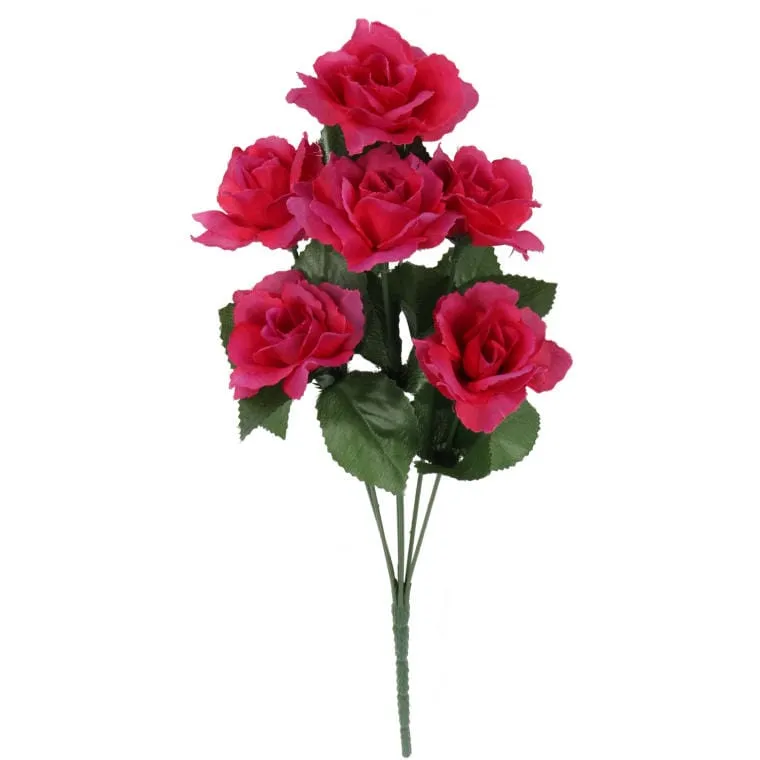 Różowy Bukiet Sztucznych Róż 38cm, 6 Sztuk - Dekoracja Do Kompozycji Florystycznych