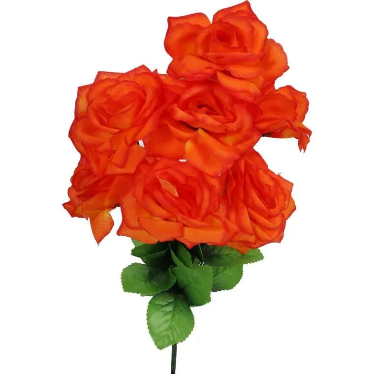 Bukiet 7 Realistycznych Róż O Wysokości 44cm - Pomarańczowy