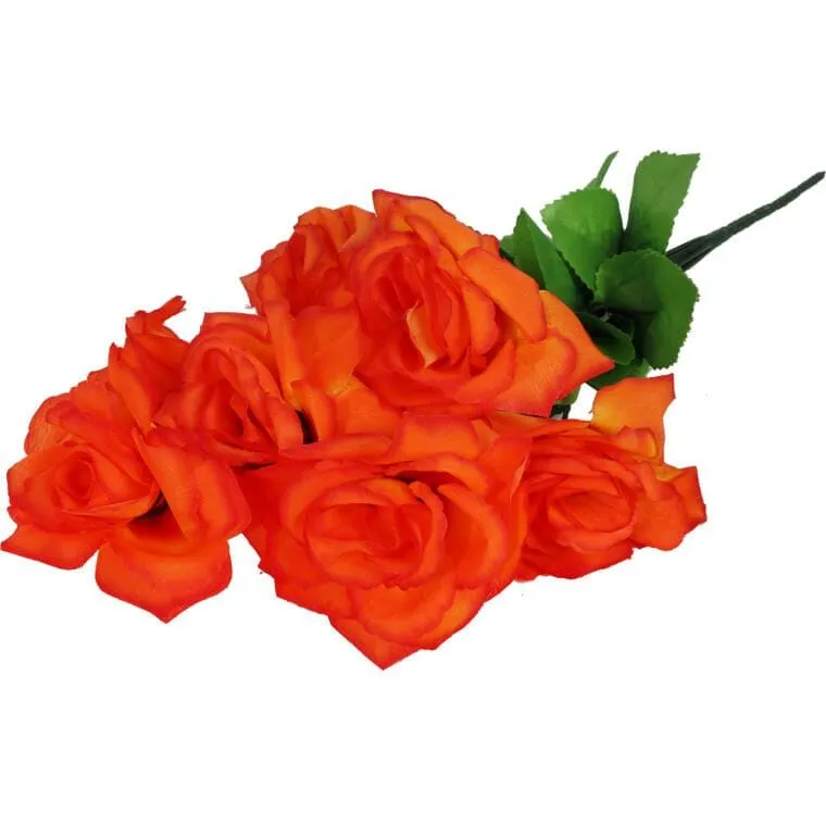 Bukiet 7 Realistycznych Róż O Wysokości 44cm - Pomarańczowy