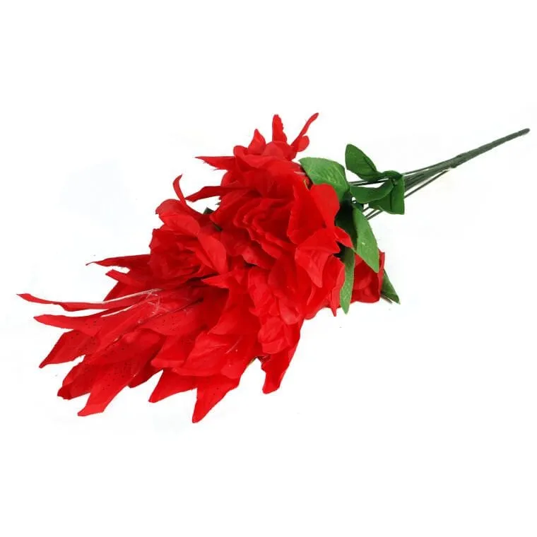 Sztuczny Bukiet Eleganckich Lilii I Róż W Kolorze Czerwonym, 56 cm