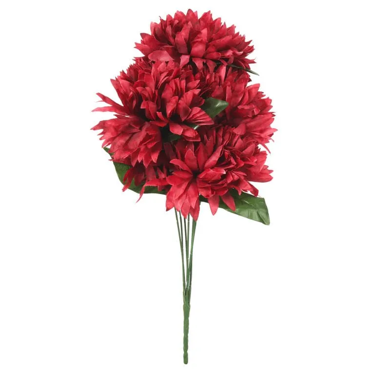Bordowy Bukiet Sztucznych Chryzantem 62cm - Dekoracja Na Wszystkich Świętych
