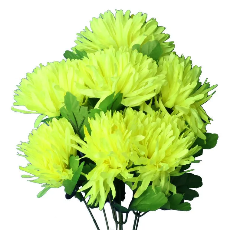 Bułkiet Z 7 Zielonych Sztucznych Chryzantem Wysokość 62 cm