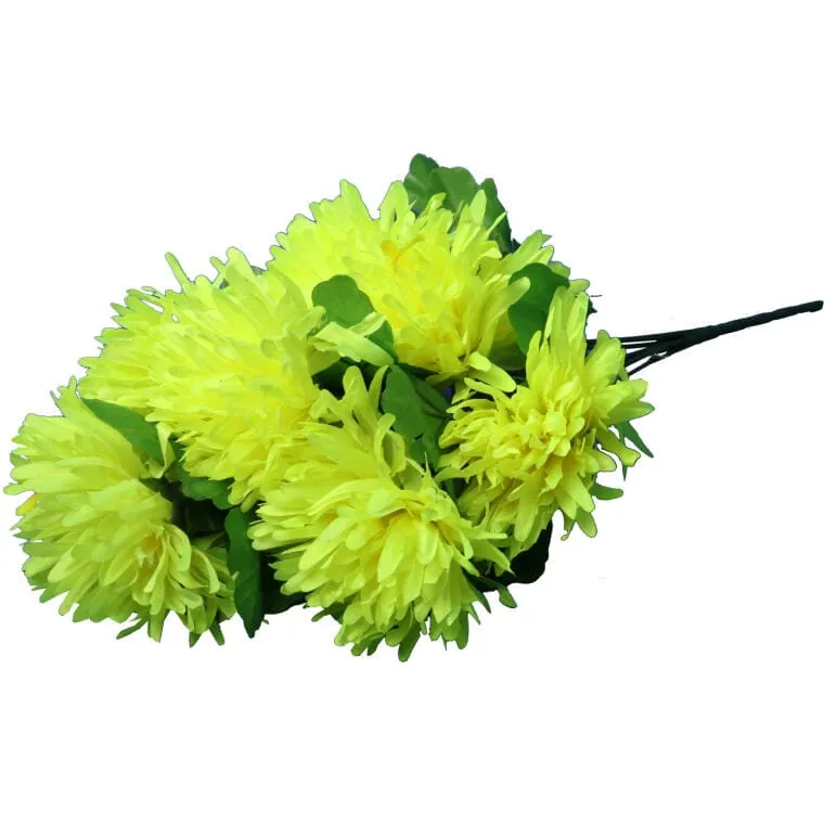 Bułkiet Z 7 Zielonych Sztucznych Chryzantem Wysokość 62 cm