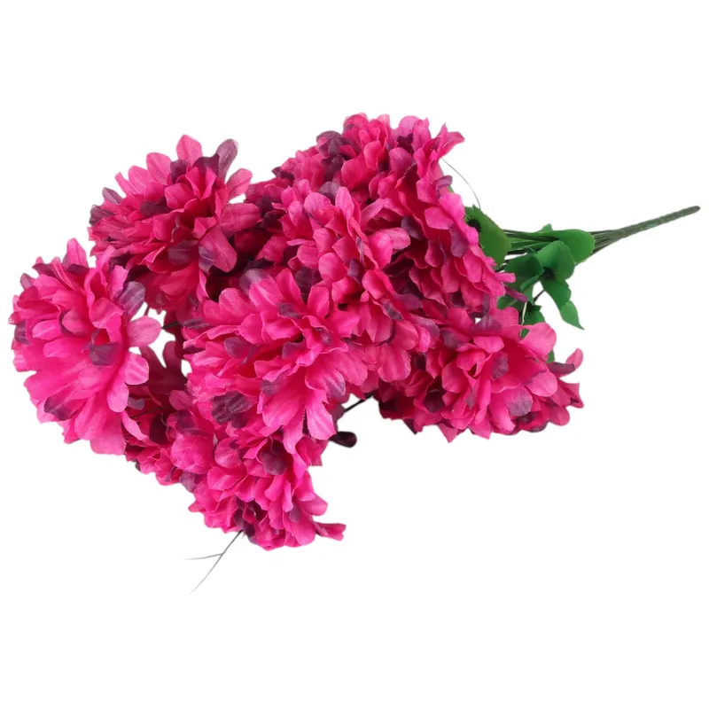 Różowy Bukiet Sztucznych Chryzantem Z Trawką - Dekoracja Na Wszystkich Świętych, 56 cm
