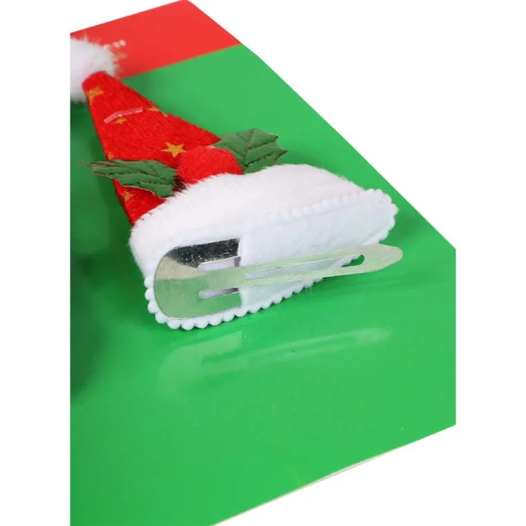 Komplet 2 Czerwonych Spinek Do Włosów W Kształcie Czapeczek, 8 cm