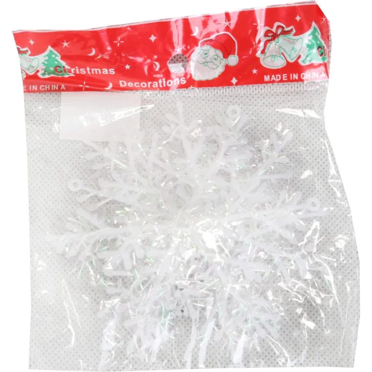 Zawieszka Świąteczna Opalizująca Śnieżynka 12 cm, Kolor - Biały