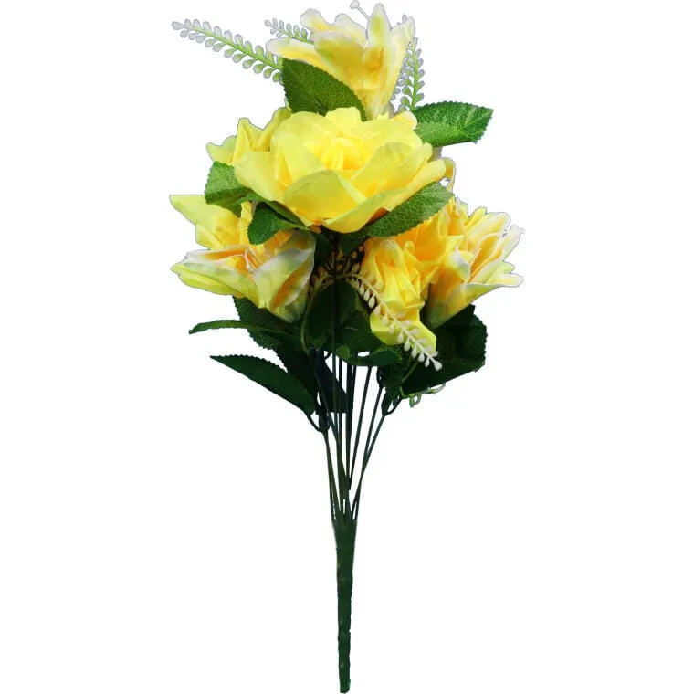 Bukiet Kwiatów Kolorowy Mix Z Różą I Lilią W Odcieniach Ciemnoróżowym I Żółtym - 54 cm