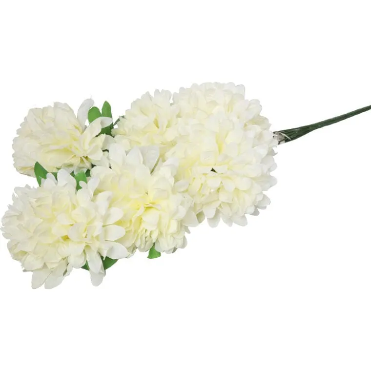 Biały Bukiet Sztucznych Chryzantem 72cm - Dekoracja Na Wszystkich Świętych
