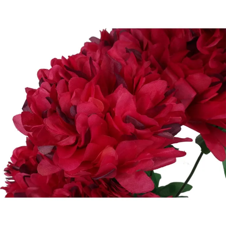 Bukiet 7 Dużych Chryzantem Sztucznych 72cm W Kolorze Bordowym