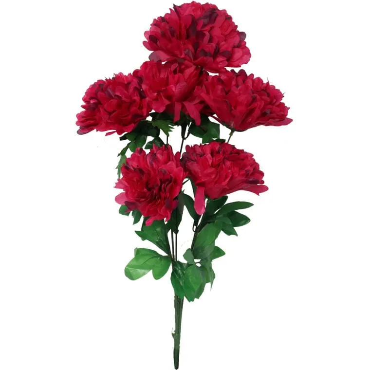 Bukiet 7 Dużych Chryzantem Sztucznych 72cm W Kolorze Bordowym