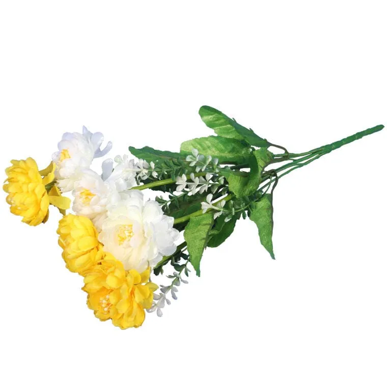 Buiket Żółto-Białych Kaczeńców 38 cm - Dekoracja Wnętrza Lub Nagrobna
